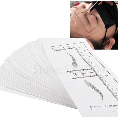 100pcs Semi-Permanent Positioning Ruler Tool Eyebrow Stencil Shaper Ruler Reusable Eyebrow Ruler Measure Tool Drawing Guide