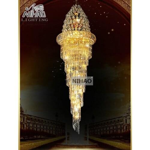 Large Long Crystal Chandelier Light Fixtures Hotel Crystal Lighting Lamp for Project Hallway Staircase chandeliers and lamps