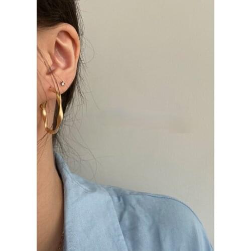 FashionTexture Twisted Circle Stud Earrings for Women Girls Korean Simple Temperament Metal Hoop Earring Party Wedding Jewelry