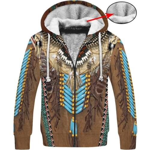 Tessffel Indian Native Thicker Harajuku Autumn Winter Coat Pullover Tracksuit 3Dprint Men/Women Warm Fleece Jacket Zip Hoodie D2
