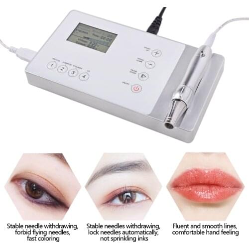Tattoo Machine Kit Digital Permanent Makeup Tattoo device kit Professional Siwss Motor Tattoo Power Supply for Eyebrow Lip