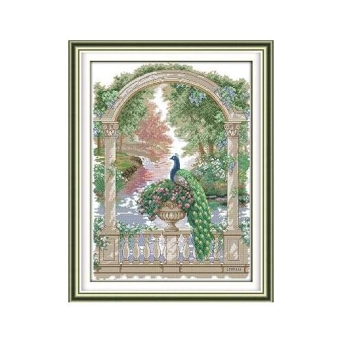 Majestic Animal Peacock and Flower Cross Stitch Kits Top Quality Embroidery Sewing kit Needlework DIY 14CT Unprinted Handmade