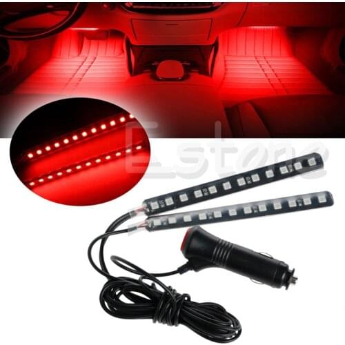 New Red 2X12 LED Car Interior Footwell Floor Decor Atmosphere Light Neon Strips