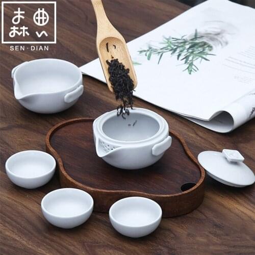 SENDIAN Portable Travel Tea Set Set High Temperature Resistant Ceramic Tea Cup Set 2021 New Travel Essential Tea Set Accessories