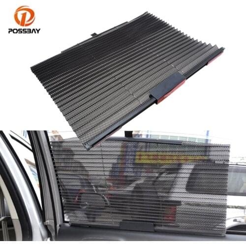 POSSBAY Black Sunshade Retractable Window Sun Shade Curtain Windshield UV Protection Mesh Visor Shield Interior Accessories