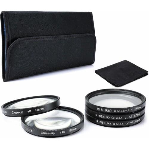 RISE(UK) 52MM Close Up +1+2+4+8+10 Macro Lens set for Canon SONY NIKON all Camera + Cleaning cloth