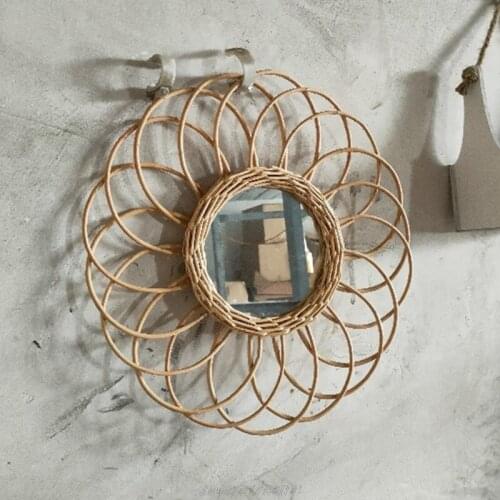 Rattan Innovative Art Decoration Round Makeup Mirror Dressing Bathroom Wall Hanging Mirrors Craft D15 20 Dropshipping