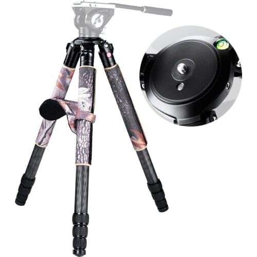 Manbily MT-404C Carbon Fiber Tripod 4 Section 183mm Camouflage Coat Cover Pro Video Photo Camera DV Mount Platform 75mm Bowl