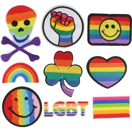 Thermo Embroidery Patches Iron on LGBT Support Badges Rainbow Flag for Homosexual Love Clothing Gay Stickers Lesbian Appliques