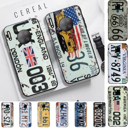 TOPLBPCS Retro Funny License Plate Phone Case for Huawei Mate 20 10 9 40 30 lite pro X Nova 2 3i 7se