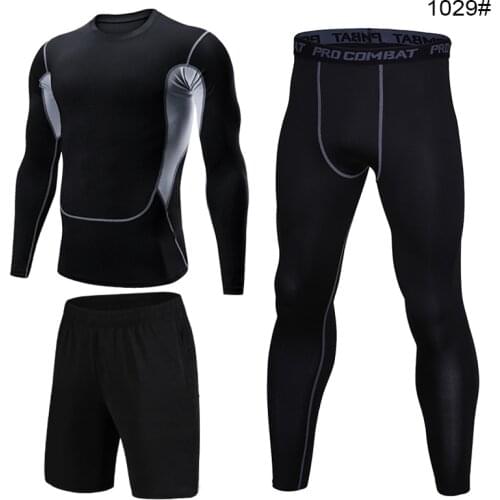 Workout 3pcs Gym Suits Mens Sport Suites Running Tights Fitness Training Jogging Compression Running Suits Tracksuits BaseLayer