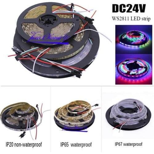 WS2811 5M/lot 300LEDS 16703 IC 60led/m DC24V LED strip Addressable Digital RGB Dream Full color IP20 IP65 IP67 waterproof
