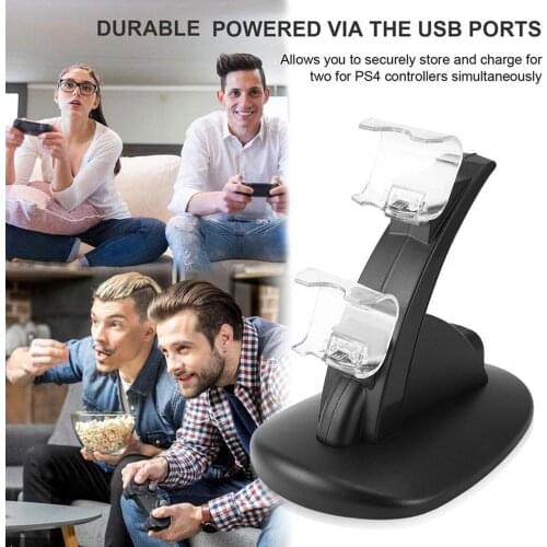 Dua USB Charging Socket Kit Charger Dock Stand Cradle For PS4 Console Controller Play Station Game Pad with USB Cable
