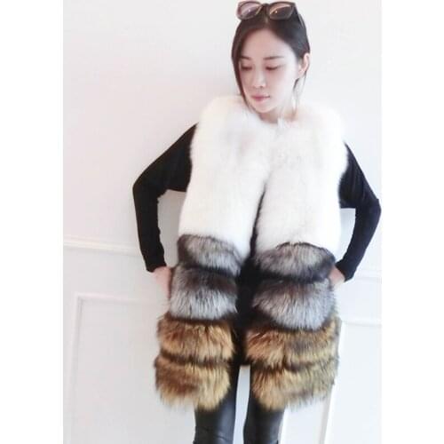 Savabien Patchwork Women Faux Fox Fur Vest Vintage O Neck Furry Sleeveless Fake Fur Jacket Fluffy Festival Plus Size Fur Coats