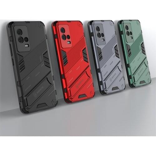 For Vivo iQOO 8 Case Punk Stlye Hard Rubber Armor Bracket Cover For iQOO 8 Case for iQOO 8 7 Neo5 Z3 V21 V21E X70 X60 Pro Plus