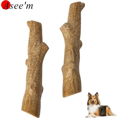 Tree Branch Dog Chews Pet Chewing Toys Real Wood Powder + PP Dog Interactive Toy Chewable Wood Sticks With Original Flavor