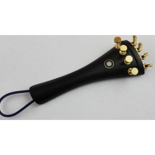 1 set high quality 4/4 Ebony Violin Tailpiece fixed golden fine tuners Tail Gut