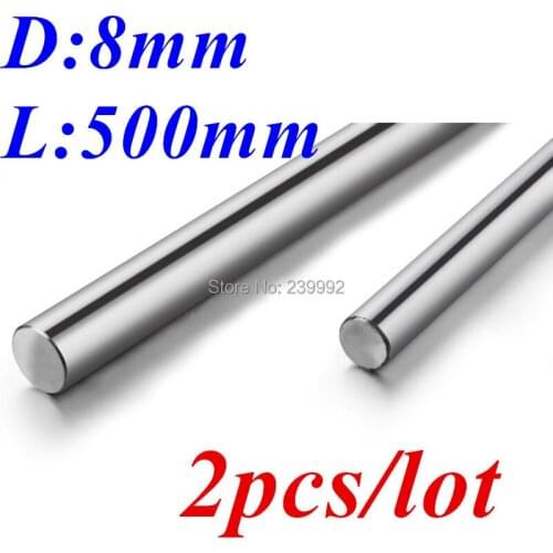 2pcs/lot 3D printer 8mm-L500mm Chrome Plated Cylinder 8mm Linear Rail Round Rod Shaft Linear Motion Shaft for 3D R0108