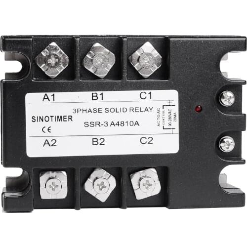 3 Phase Solid State Relay 10AA AC Output 3-32V DC to 30-480V AC 10A Module Switch Relay relais DC-AC D4810A SINOTIMER