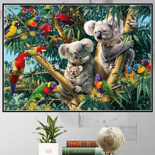 5D DIY Diamond Painting Mosaic Full Square/Round Drill Animals koalas Parrots 3D Beads Embroidery Cross Stitch Kits Home Decor