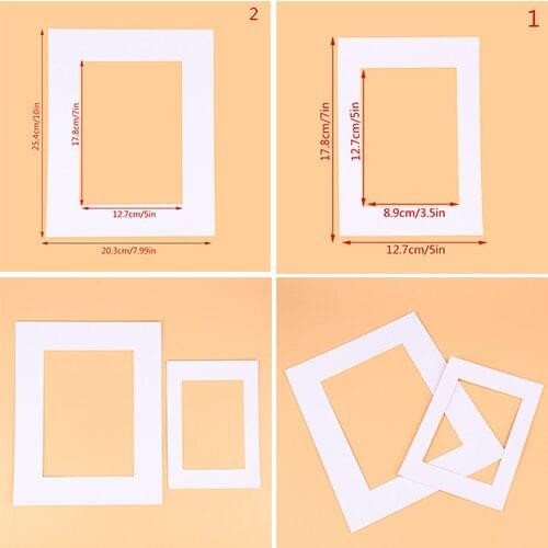 White Photo Mats Rectangle/Oval Paper Mounts Unique Textured Surface For 7/10 inch Picture Frames Passe-Partouts 6PCS/Lot