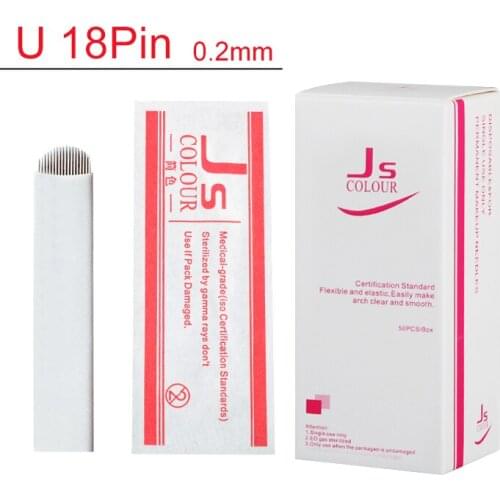 Free Shipping 18-pin U Shape Tattoo Eyebrow Needle Manual Needle Blade 3D Embroidery 500pcs Microblading blades