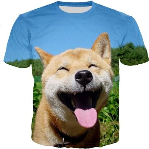 Summer Men Women Fashion Shiba Inu Animal Dog 3D Print T-Shirt Boys Girls Casual Tshirt Teen Kids Birthday Gift Party Cool Tops
