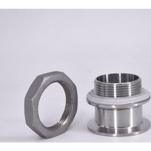 Double Ferrule 1.5" 2" Tri Clamp x 1-1/4" 1-1/2" BSP Male Sanitary Adapter SUS 304 Stainless Steel Pipe Fitting Homebrew