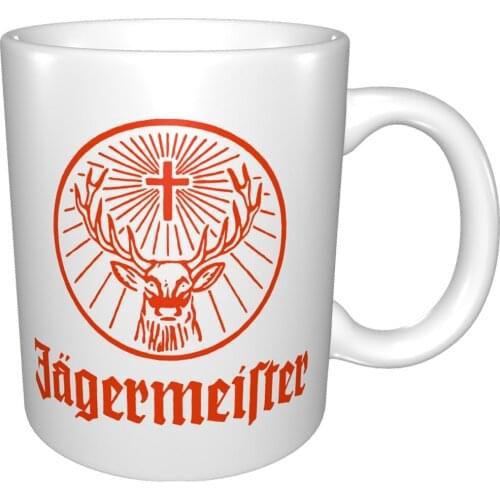 Jagermeister German Logo Mug Coffee Cup Coffee Mug Sakura Glass Wooden Cover Sublimation Products