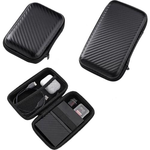 Carbon Pattern Earphone Organizer Key Case Coin Box Portable Hard Headphones Storage Bag SD Card USB Cable Earbuds Holder