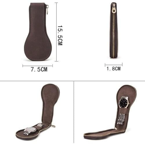 Watch Bag Leather Zipper Travel Portable Faux Storage Case Box Organizer Creative WatchBox Single Slot Storage Pouch Unique Gift