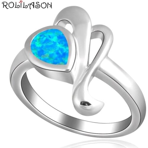 Hot selling ! Beautiful Blue Fire Opal Silver stamped Rings fashion jewelry USA size #7 #8 #6.5 #7.5 OR514