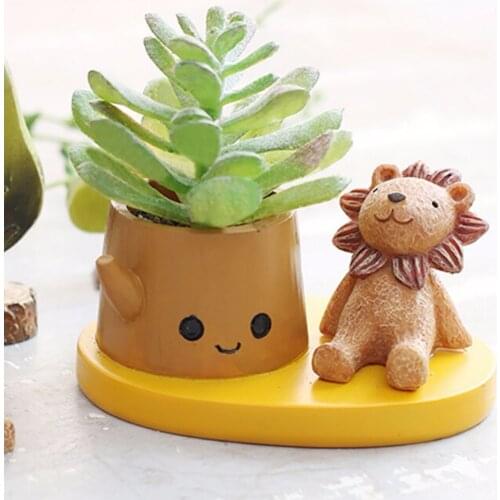 Mini Succulent Plants Pot Animals Resin Flowerpots Planters Desk Flower Pot Macetas Flower Plateau Flowerpo Home Decor