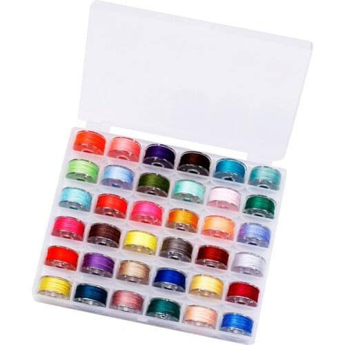 MIUSIE 36Pcs/Set Transparent Bobbin Storage Box Colorful Plastic Bobbin Thread home multi-function sewing Machine Supplies