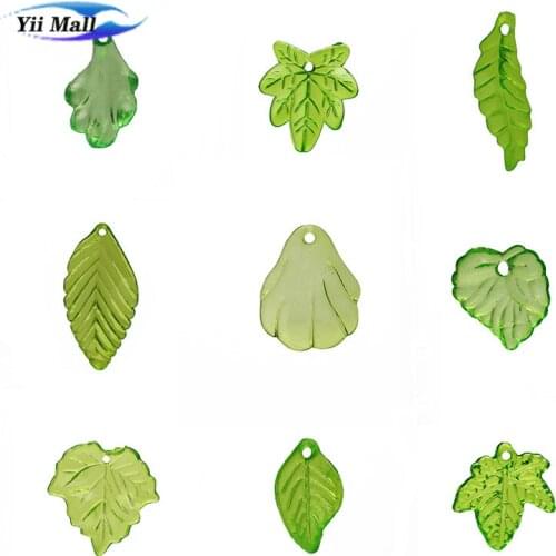 Fashion 30pcs Transparent Green Acrylic Leaf Beads For Jewelry Crafts DIY Pendant Earings Making Charm Jewelry Accessories