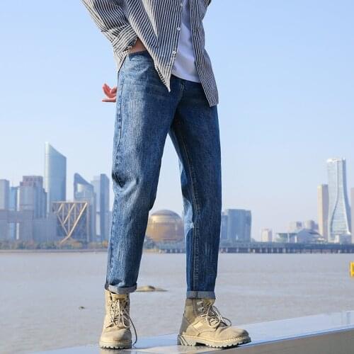2021 spring Loose style elasticity men Jeans Classic Fashion Denim Jeans Male autumn mens High Quality Trousers size 28-42