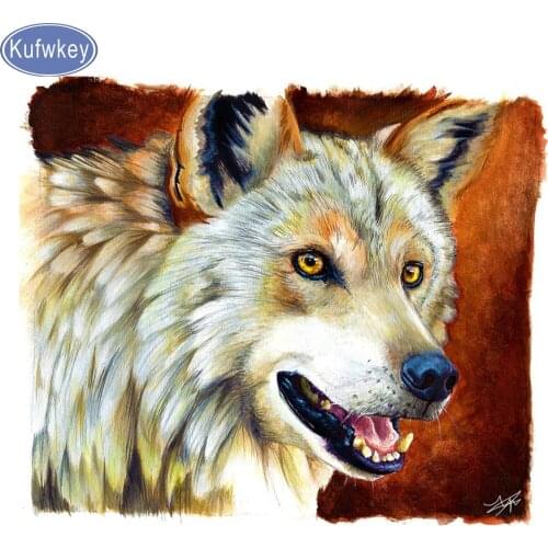 3d Diy Cross stitch Diamond Painting wolf painting Full square round drill mosaic diamond Embroidery 3d pictures by number art