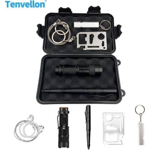 Military Survival Kits Disaster relief Supplies Flashlight Tactical Pen Self Defense Supplies Whistle Saw Outdoor Camping Kit