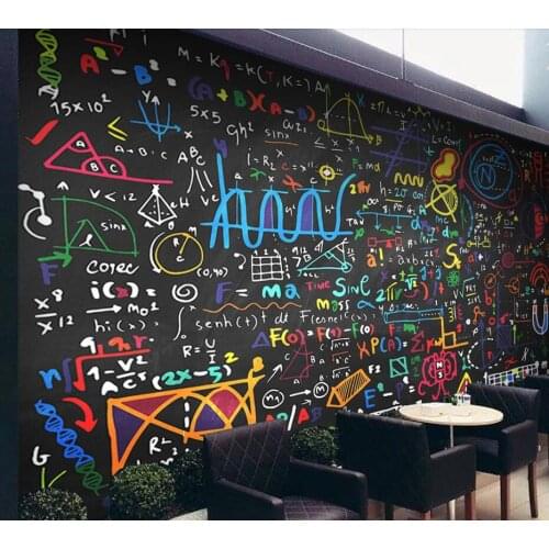 Bacal custom 3D wallpaper mural modern colorful chalk math formula blackboard background wall living room bedroom 5D home decor
