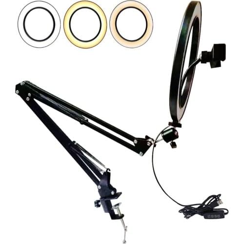 Arm Stand Table Lamps Clip Holder Ring Light Tripod Stand 3200K-5500K Dimmable LED for Selfie Live Video VK Dimming 3 Colors