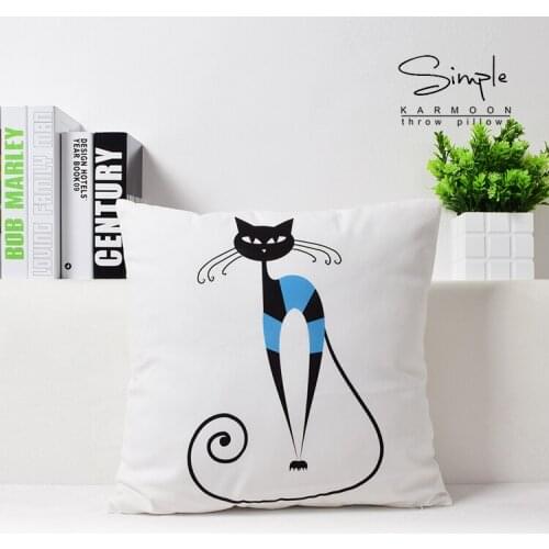 Cat pillow cover, Creative cartoon cat owl Small fresh Short plush throw pillow case pillowcase