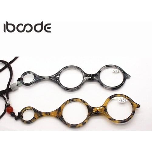 Iboode Foldable Hanging Neck Reading Glasses Women Men Round Pendant Necklace Presbyopic Hyperopia Eyeglasses +1.0 To +3.5 2021