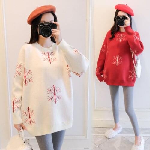6077# Autumn Winter Knitted Maternity Sweaters Clothes for Pregnant Women Warm Pregnancy Clothing