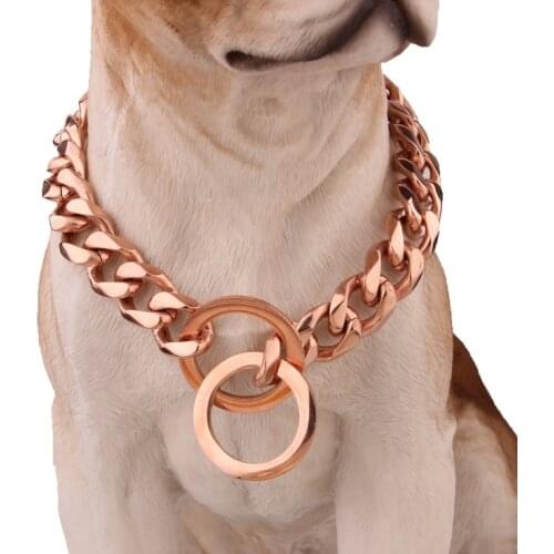Pitbull French Dog Collar Necklace 19mm Stainless Steel Pet Dog Chain Metal Collar Training Collars for Small Middle Large Dogs