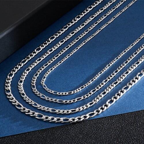3-12mm Classic Figaro Chain Necklace Men Stainless Steel Long Necklace For Men Women Chain Jewelry