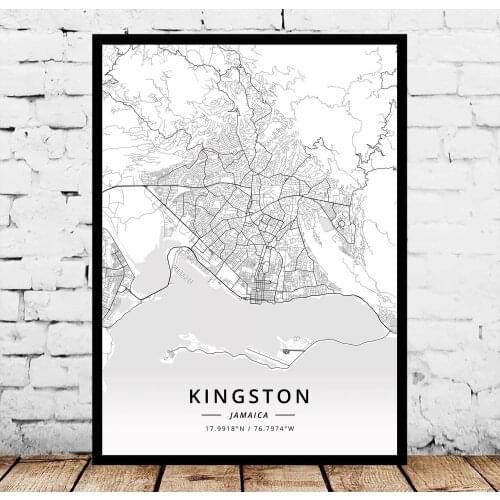 Kingston Jamaica Map Poster