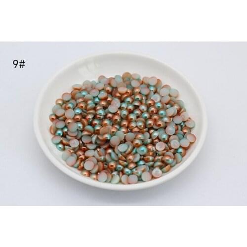 3/4/5/6/8mm Coffee Colorful Half Round Imitation Pearls Flatback Scrapbook Beads DIY For Garment/Phone Case/Nail Making 9