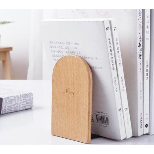 Simple Wooden Book Holder Beech Bookshelf Office Organizer Book Stand Bookend