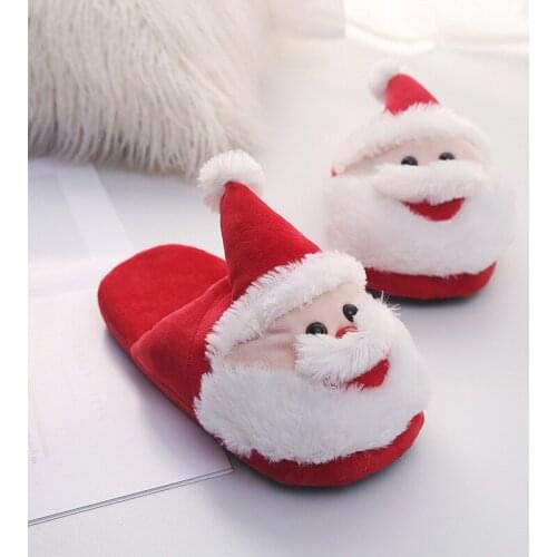 Christmas New Product Plush Three-dimensional Santa Winter Cotton Slippers Home Furnishing Fluffy Slippers