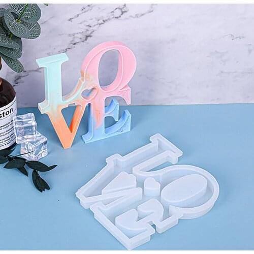 Silicone Mold Love Resin Transparent Love Sign Word Mold Epoxy Candle Table Decoration Art Crafts DIY Home Decoration